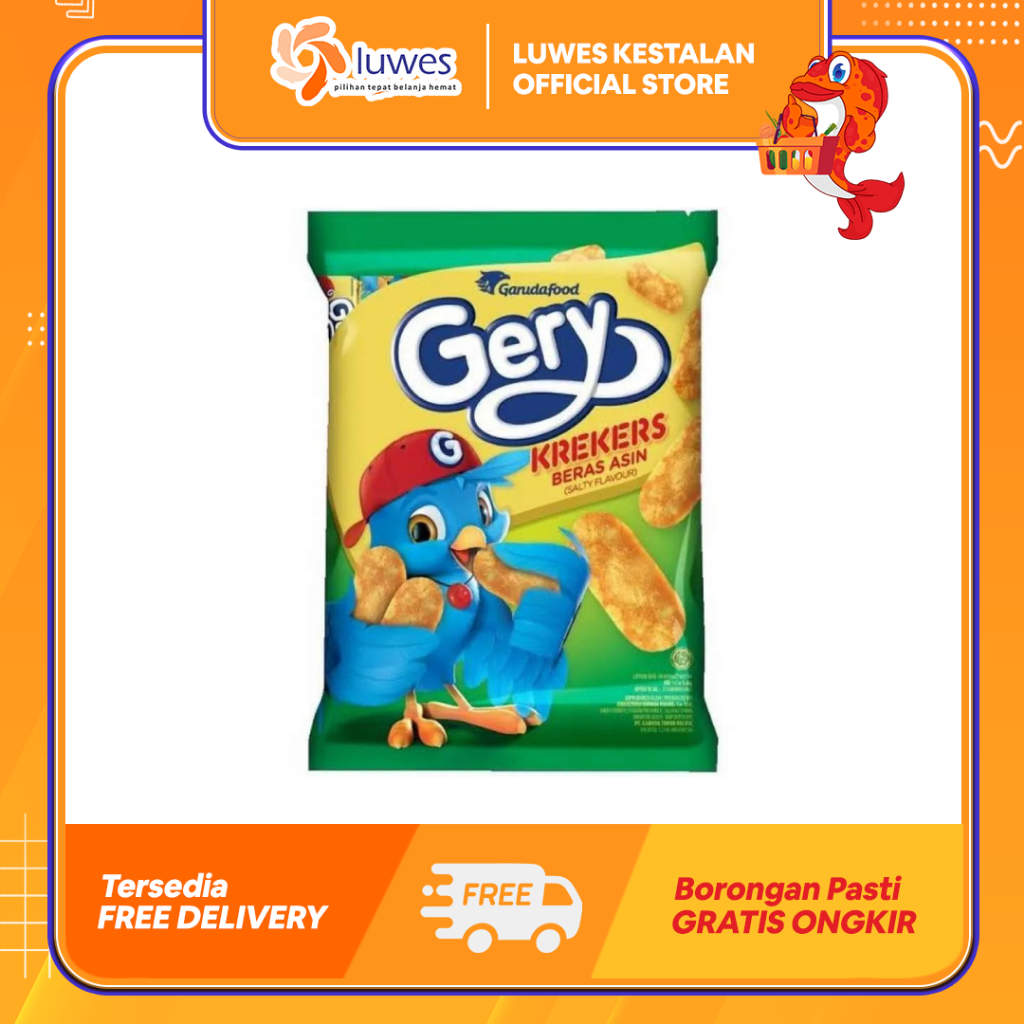 

Gery Krekers Snack 5.6gr x 10 Makanan Yang Terbuat Dari Beras Yang Memiliki Rasa Asin & Gurih