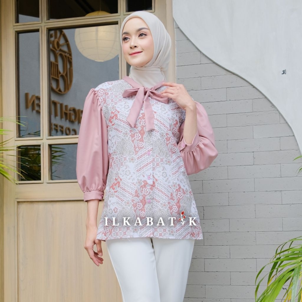 Kemeja Batik Wanita Lengan 2/3 Baju Atasan Jumbo Bigsize Katun Premium Seragam Kerja Sivia ILKABATIK