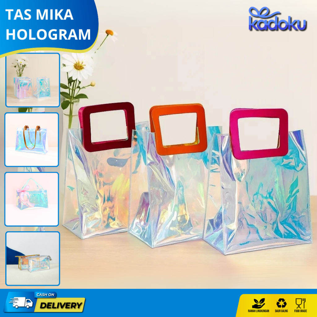 Totebag Mika PVC Hologram / Tas Goodiebag Mika PVC Hologram /Tas Totebag Mika PVC Transparan