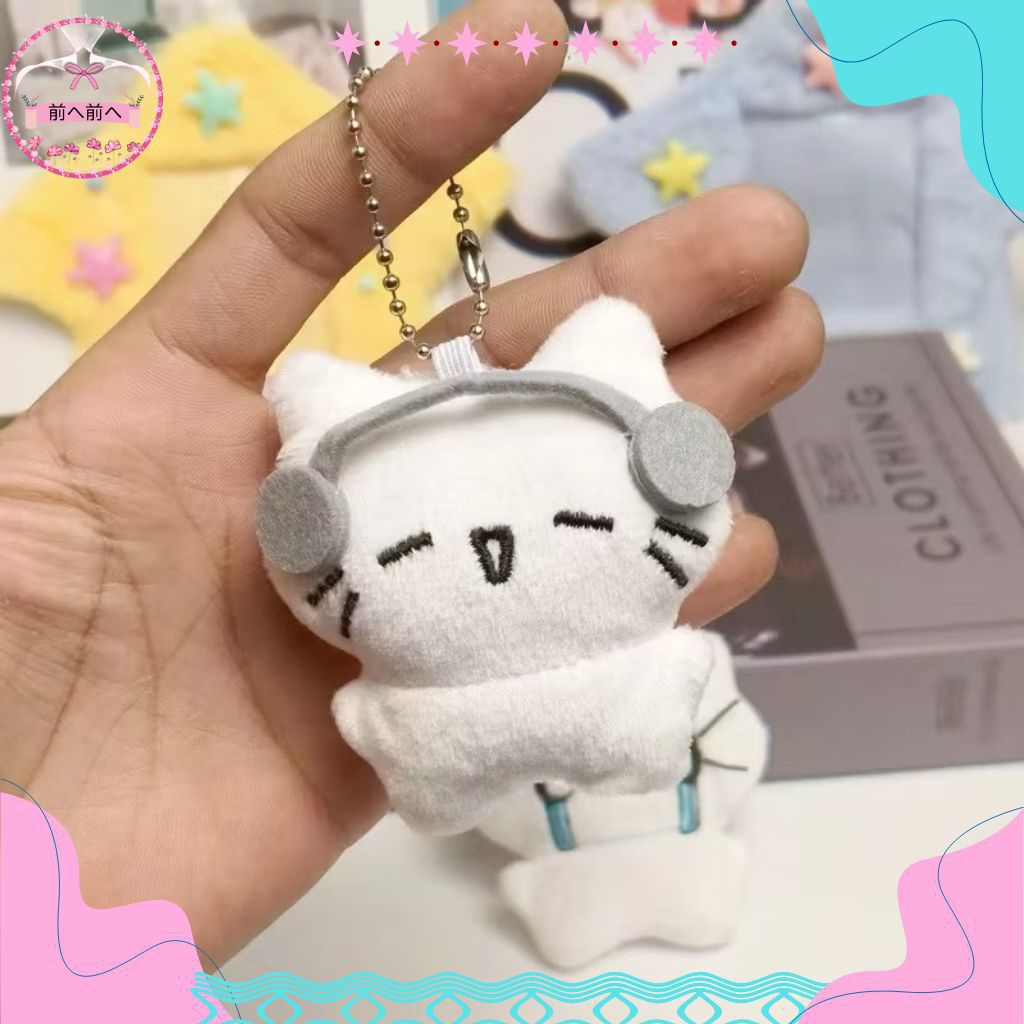 Gantungan Boneka Kucing Dj Headphone Lembut , Gantungan kunci Tas Lucu