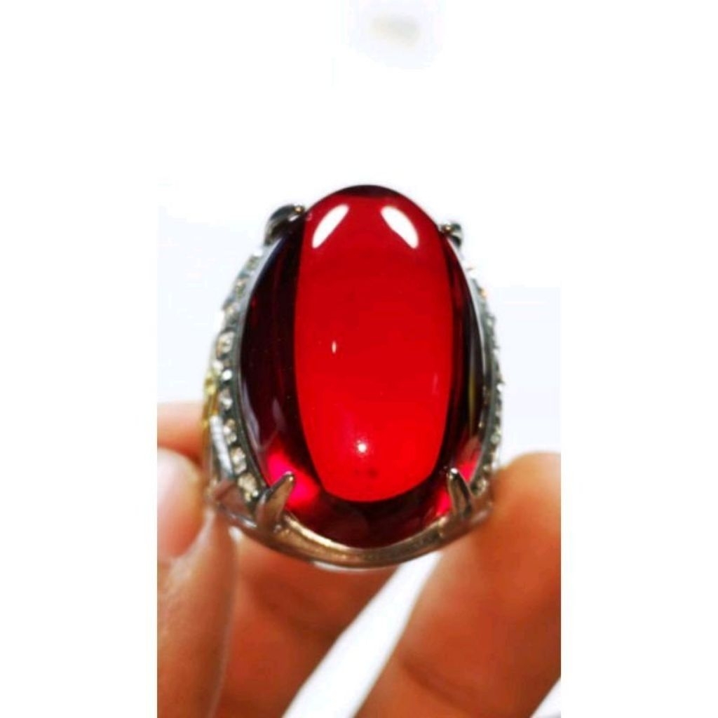 Cincin Akik Pria Ruby Siam Jumbo Ring Titanium Super Mewah Hight Quality