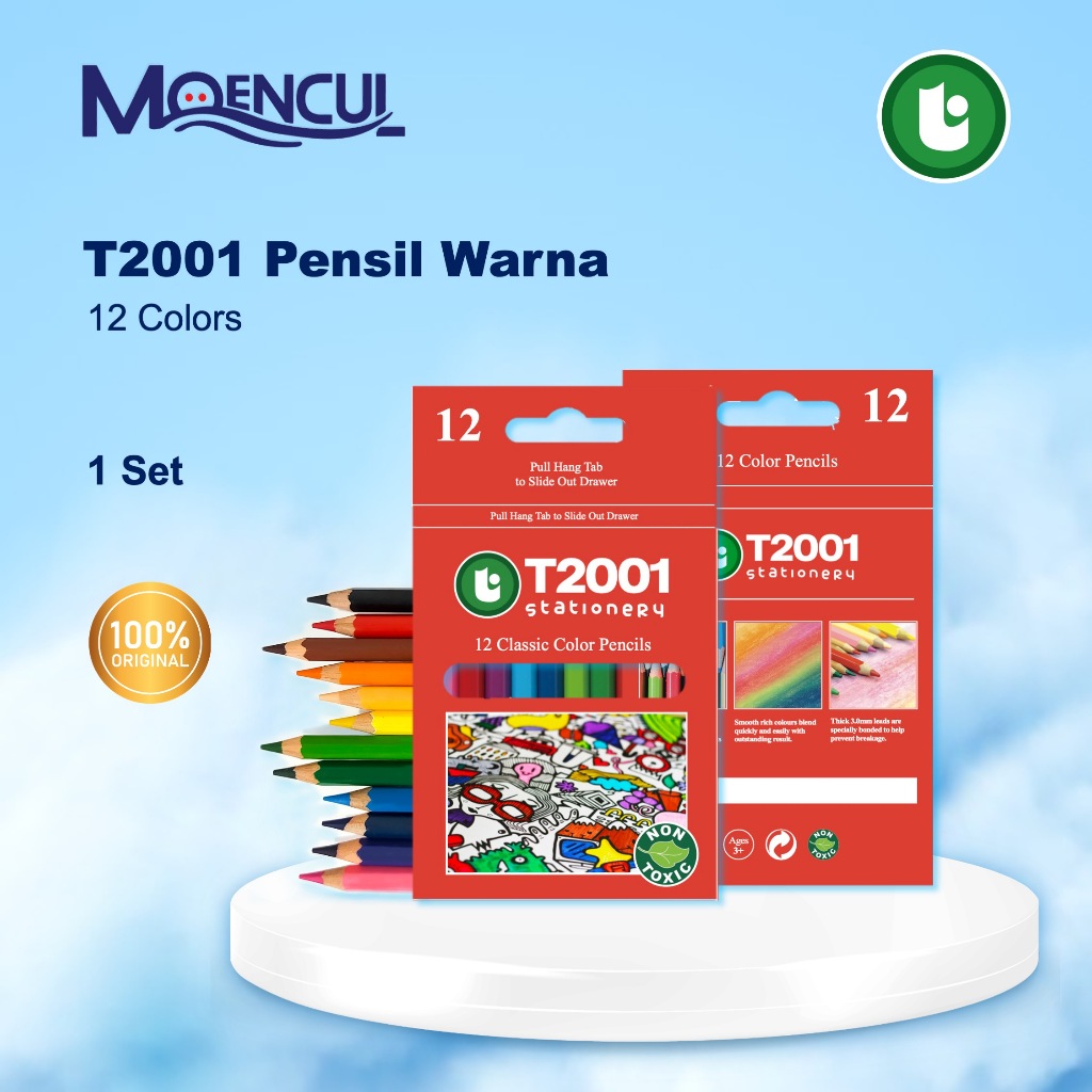 

1 Set | 12 Warna Pinsil Warna T2001 | Color Pencil | Pensil Warna Pendek | Pensil Mewarnai | Moencul