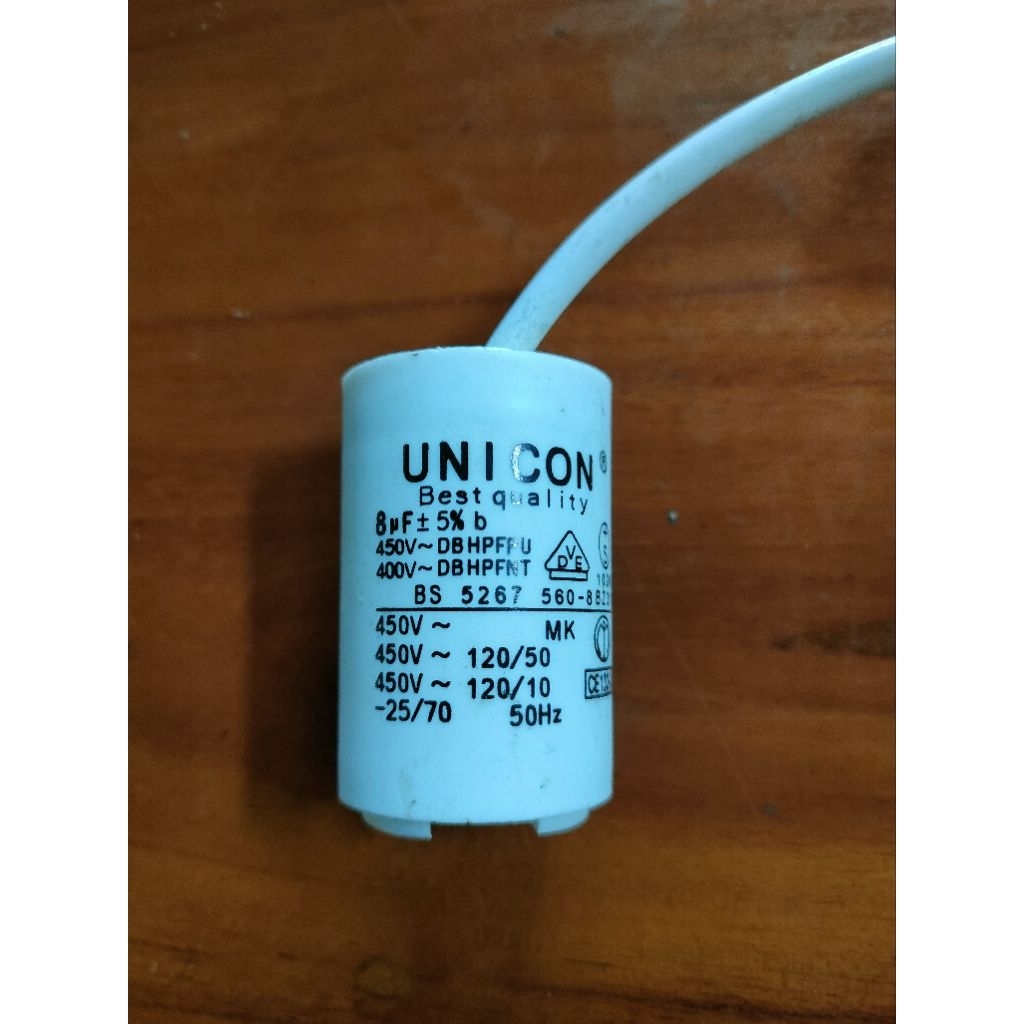 kapasitor unicon 8uf  6uf