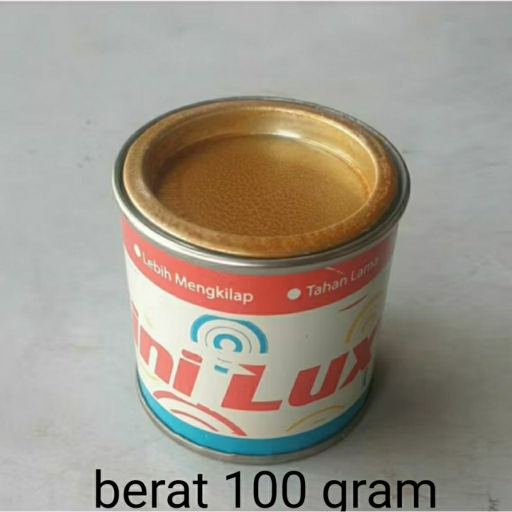Cat kayu dan besi minilux berat 100 gram warna emas