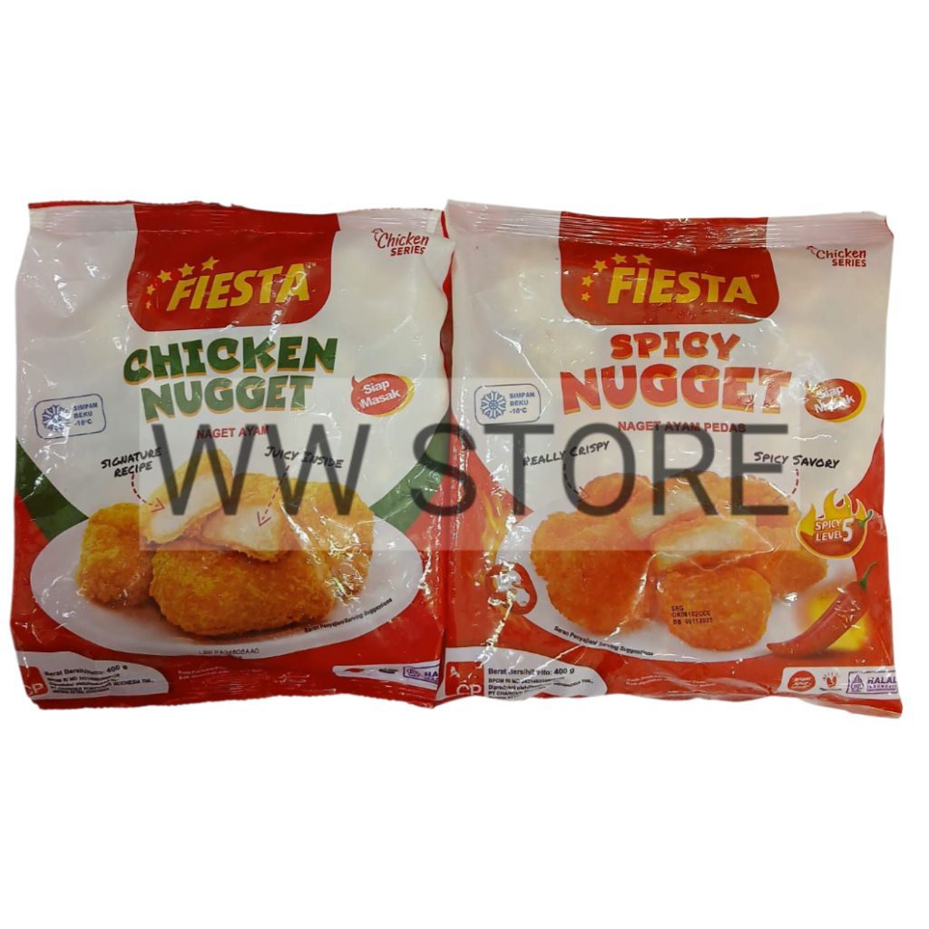 

Naget ayam rasa asli / pedas SIAP MASAK halal MUI FIESTA Spicy / Original CHICKEN NUGGET 400g