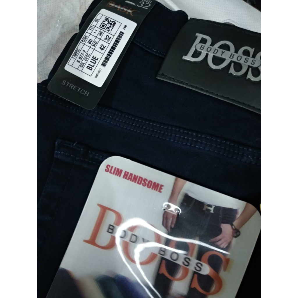 SumberRejekiJeans - BodyBoss Celana Soft Jeans Panjang Hitam Biru Tua Ukuran Jumbo Standard Stretch