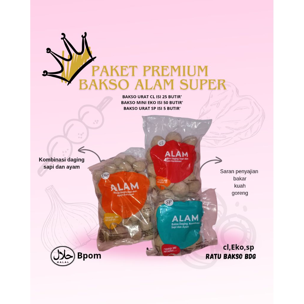 

paket premium bakso alam super isi 80 butir