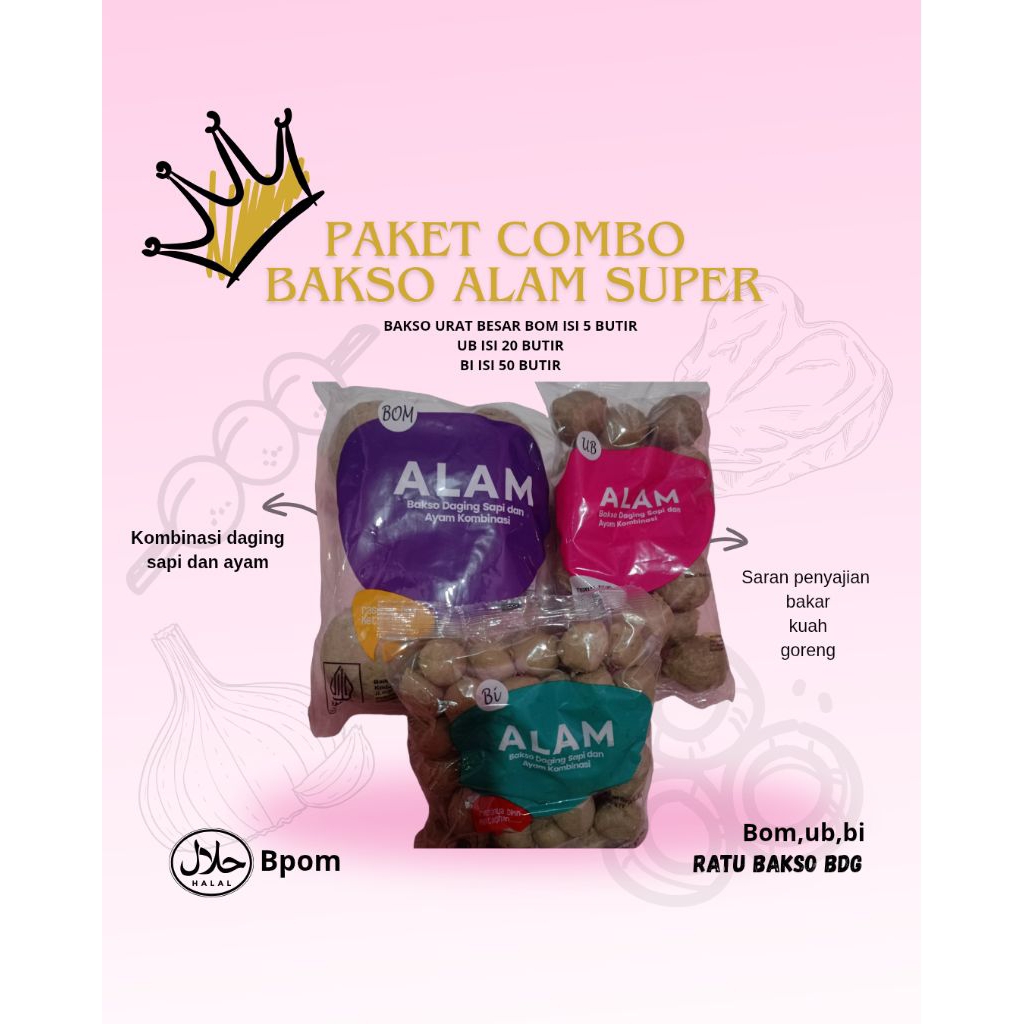 

paket combo bakso alam super isi 75 butir