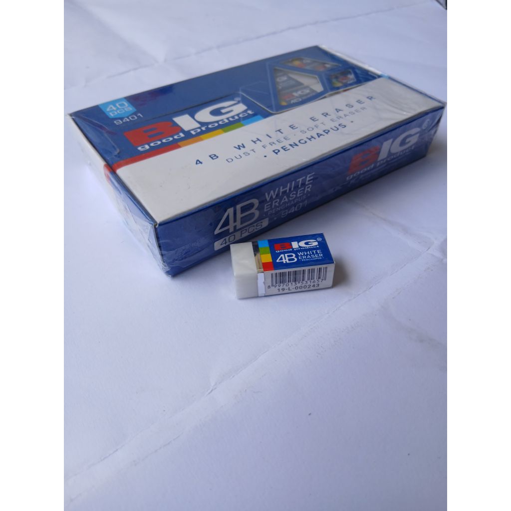 

Penghapus Kecil Merk BIG 9401, Warna Putih. 1 Box Isi 40 Pcs