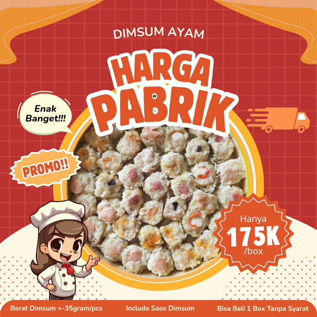 

Dimsum Ayam Halal Harga Pabrik 100 pcs mix topping