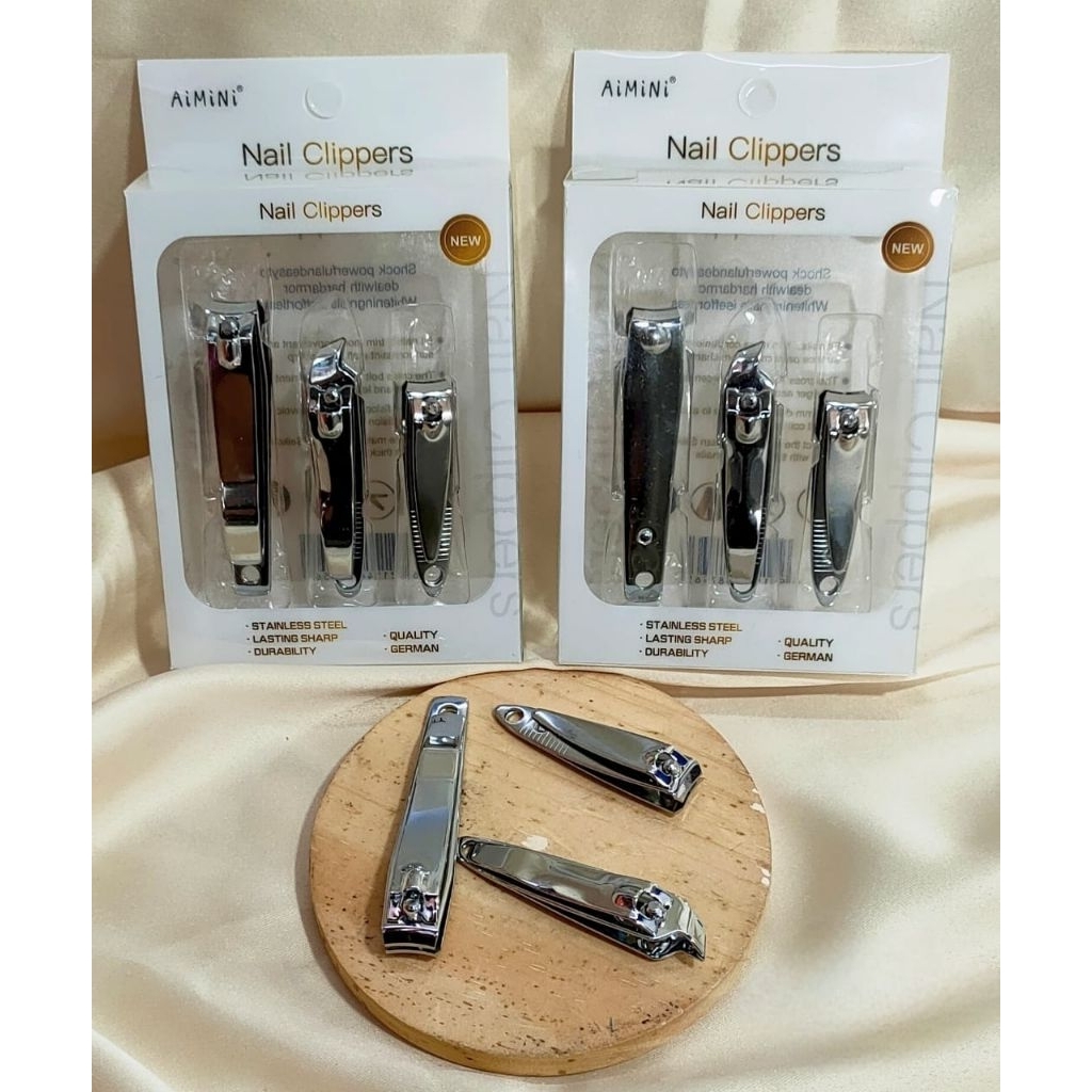 GUNTING KUKU SET / GUNTING KUKU ISI 3 PCS / GUNTING KUKU STAINLESS STEEL / GUNTING KUKU MIRING / GUN