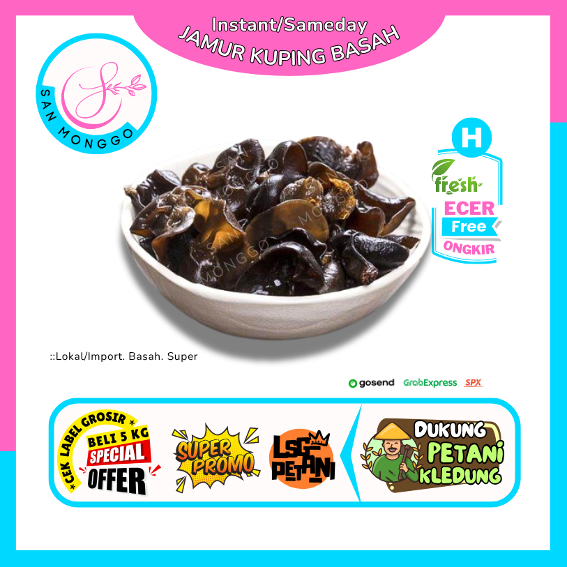 

Sanmonggoo >> Jamur Kuping Basah -- Hasil Bumi Sindoro Sumbing Ecer (H)