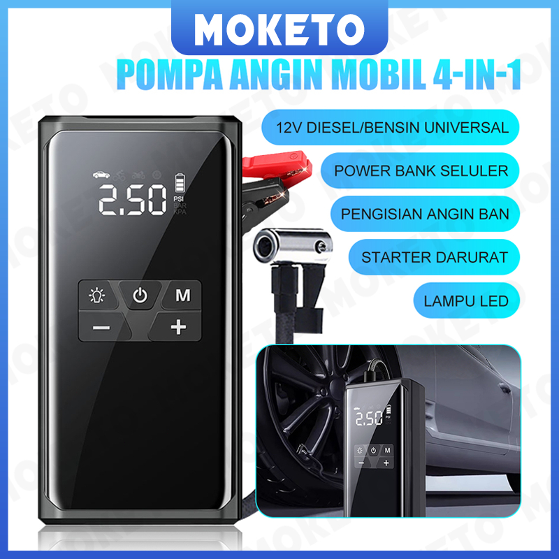 Jump Starter Aki Mobil Power Bank Pompa Angin Mobil Inflator Jumper Aki Kekinian Alat Jamper Aki Pow