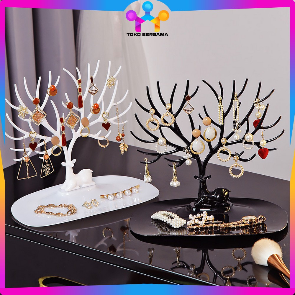 EC Tempat Penyimpanan Kalung Cincin Aksesoris Wanita Bentuk Tanduk Rusa 22CM  / Rak Display Perhiasa