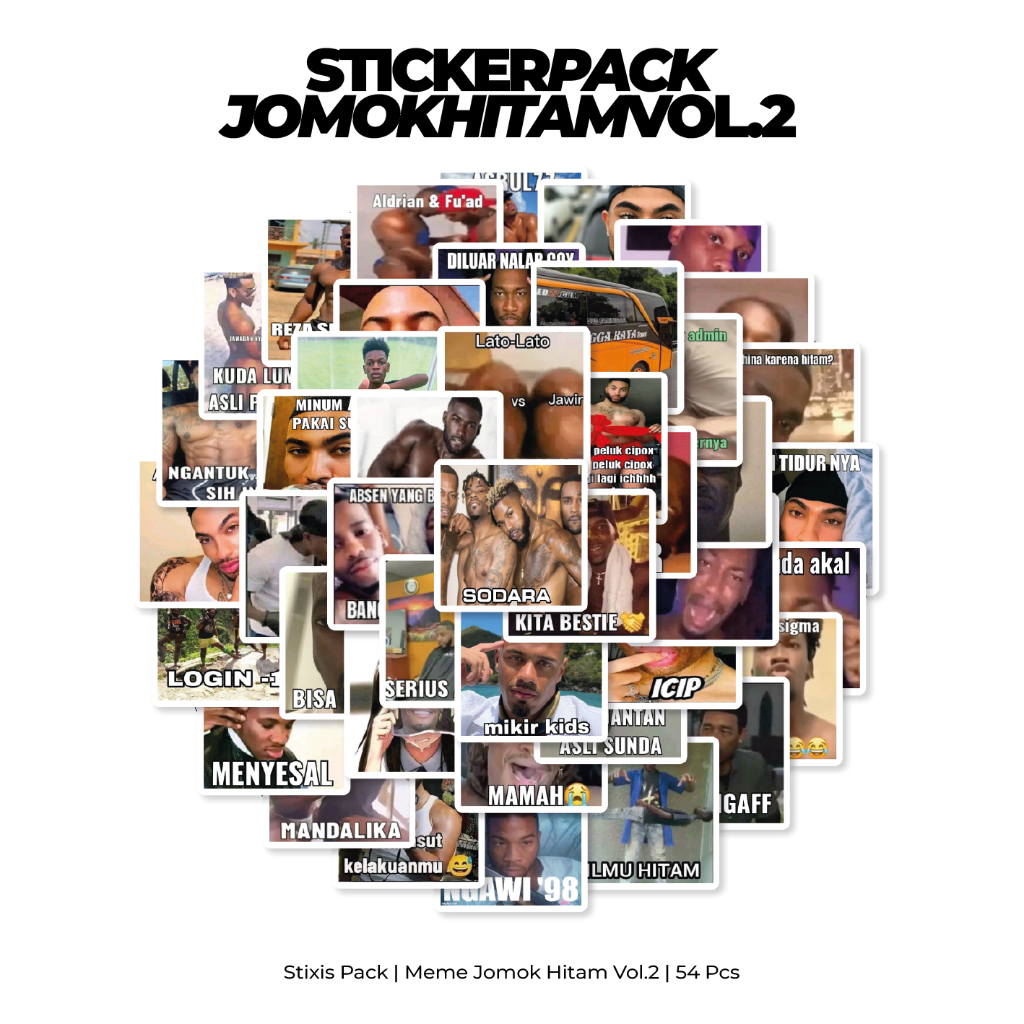 

[READY] STICKER PACK | MEME JOMOK HITAM VOL.2 | 54 PCS | KISSCUT | WATERPROFF | STIXIS.MARKET