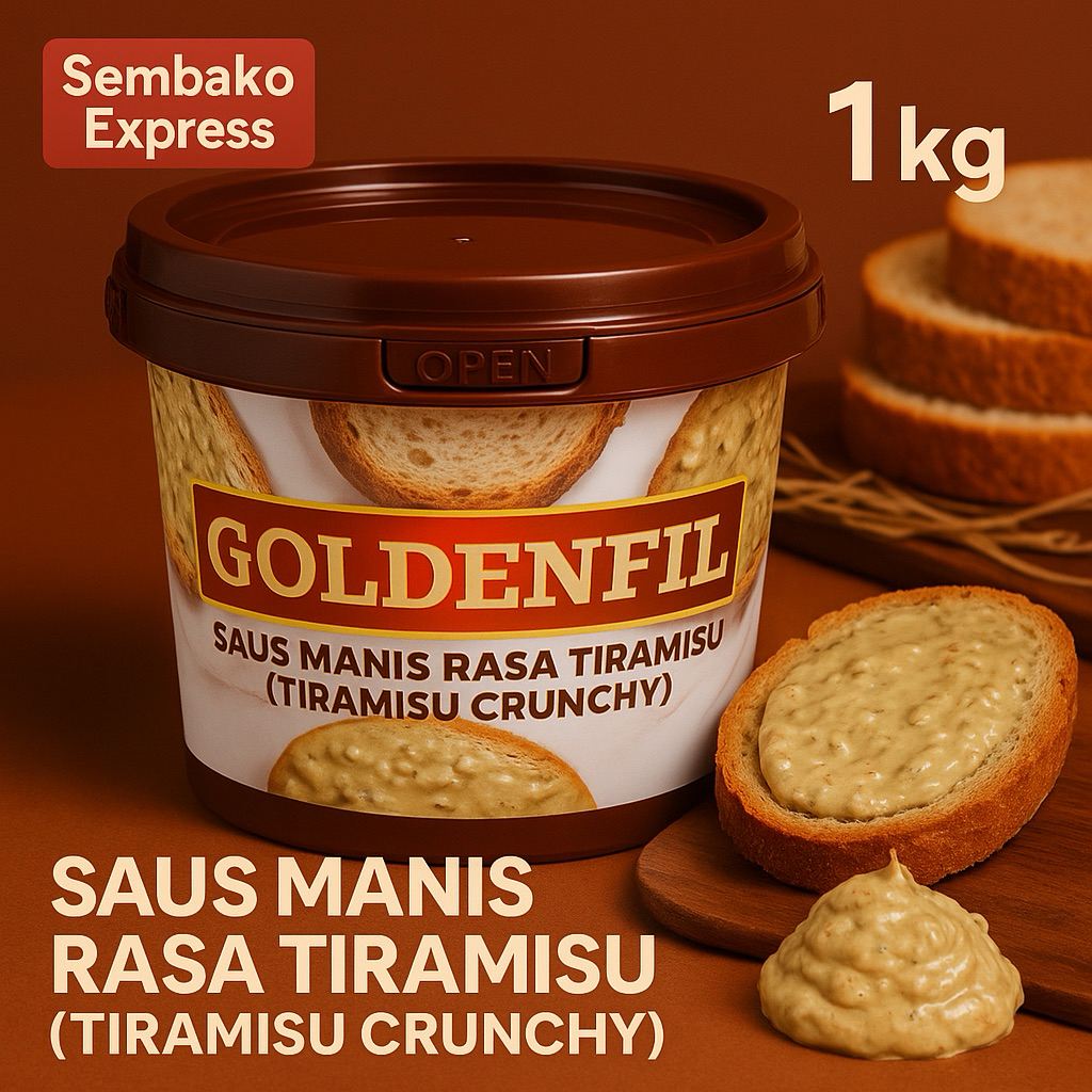 

Goldenfil Tiramisu Crunchy 1 Kg – Saus Manis Premium Rasa Tiramisu dengan Butiran Renyah