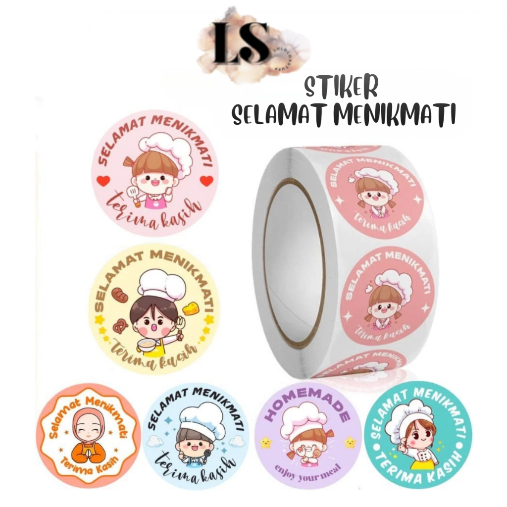 

LS - STIKER SELAMAT MENIKMATI H788 STICKER BULAT ROLL MAKANAN KUE THANK YOU TERIMA KASIH 500 PCS STIKER TERIMA KASIH SEAL LABEL ROLL HAPPY BIRTHDAY STICKER, STIKER KERTAS TERIMAKASIH