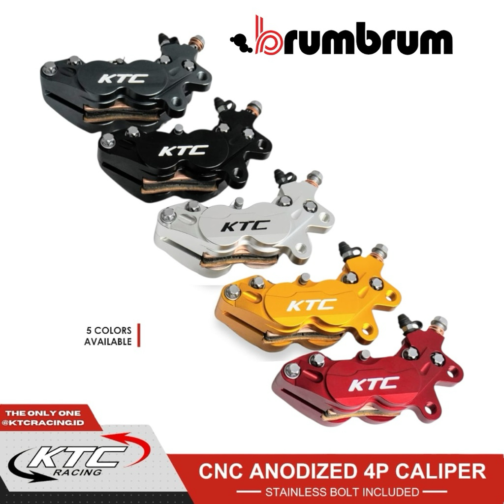 KALIPER DEPAN KTC RACING 4 PISTON NON BREKET ( KANAN / KIRI ) original