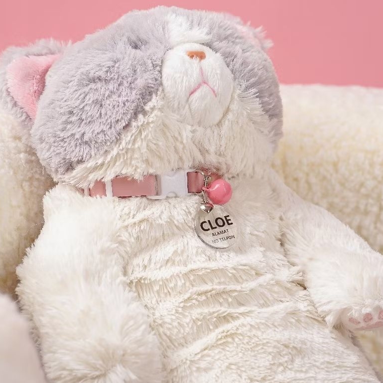 Sellyliavitaliavita Owhale Kalung Kucing Kulit Premium Custom Nama Kucing Alamat Aksesoris Hewan