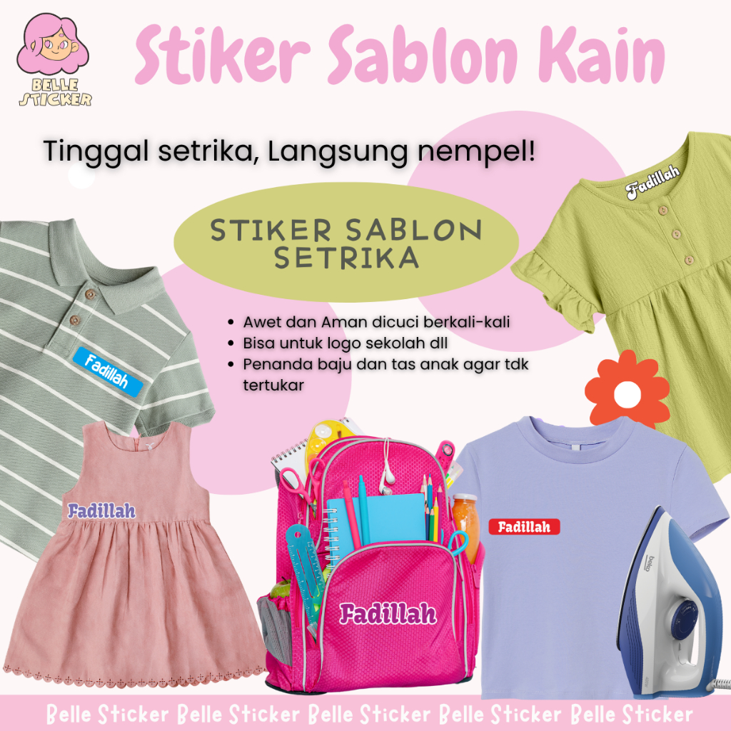 

100PCS Stiker Kain Label Baju Anak Sablon Setrika Sticker Pakaian Kain Label Nama biar ga ketukar