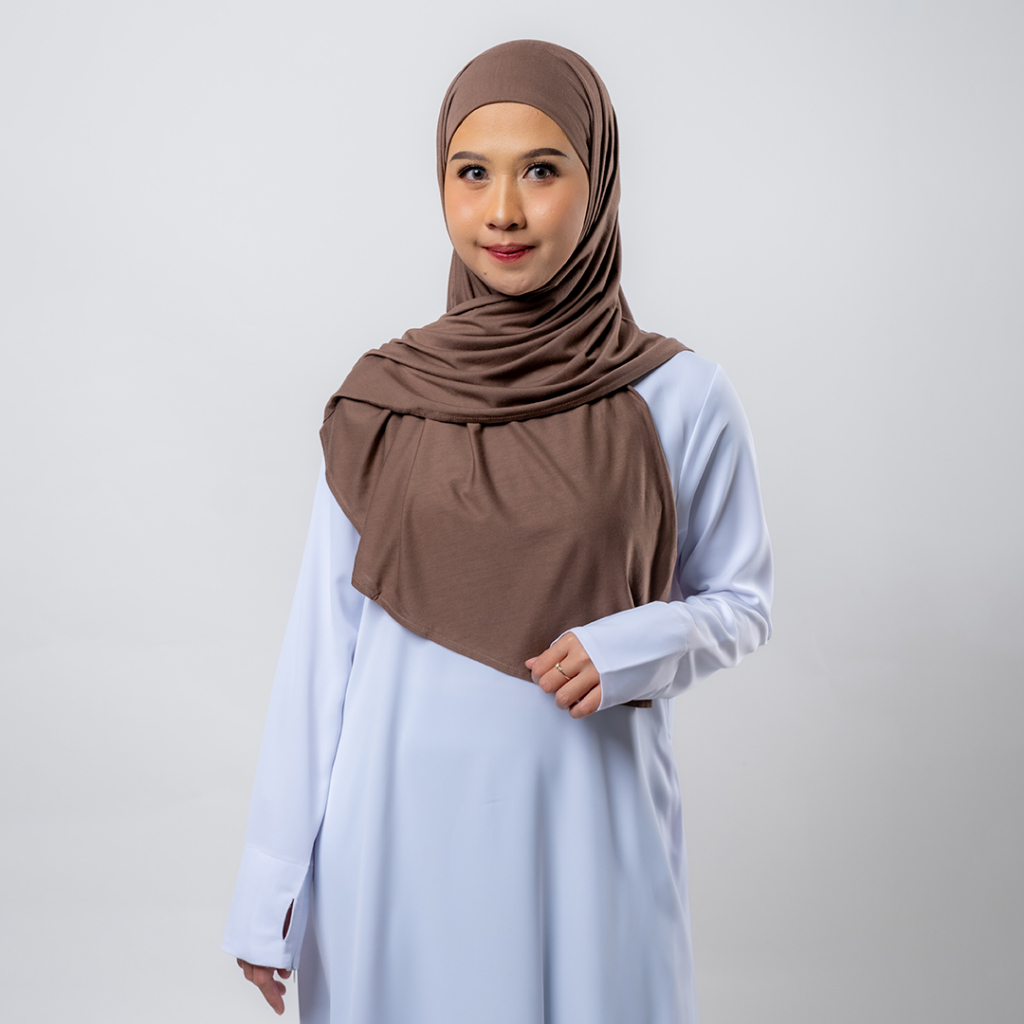 Mladies Hijab Instan Curve Malay Latte Bahan Katun Premium