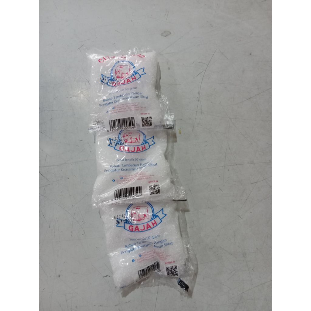 

Citric Acid Atau Asam Sitrat Cap Gajah 50gr ( 3 pcs )