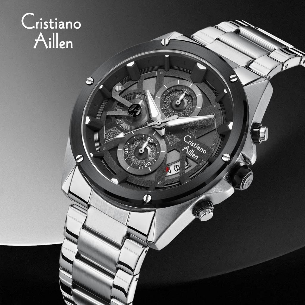 BUY 1 GET 1JAM TANGAN PRIA ORIGINAL CRISTIANO AILLEN CHRONO AKTIF SEMUA 8895