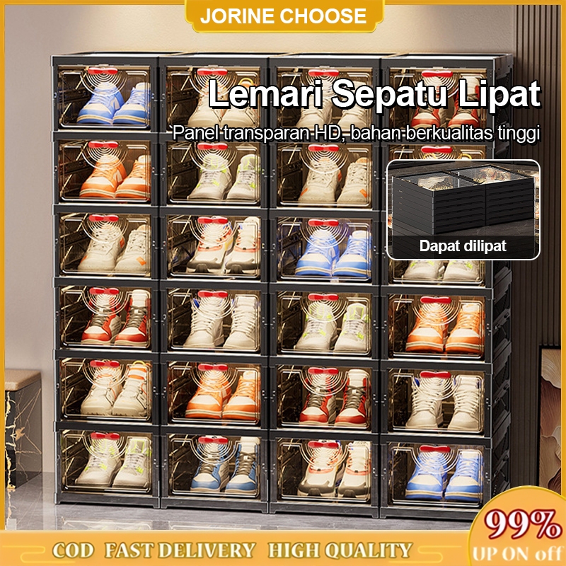 Rak Sepatu Tertutup Bening Lemari Lipat Lemari Sepatu Lipat Multifungsi Lemari Multifungsi Serbaguna