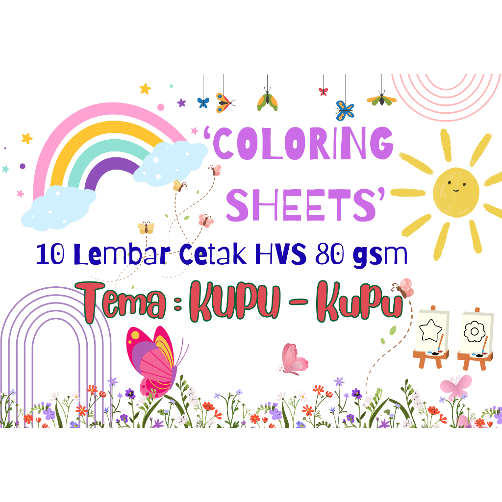 

Worksheets 10 Lembar Mewarnai Cetak HVS 80 gsm Termurah Tema Kupu-kupu