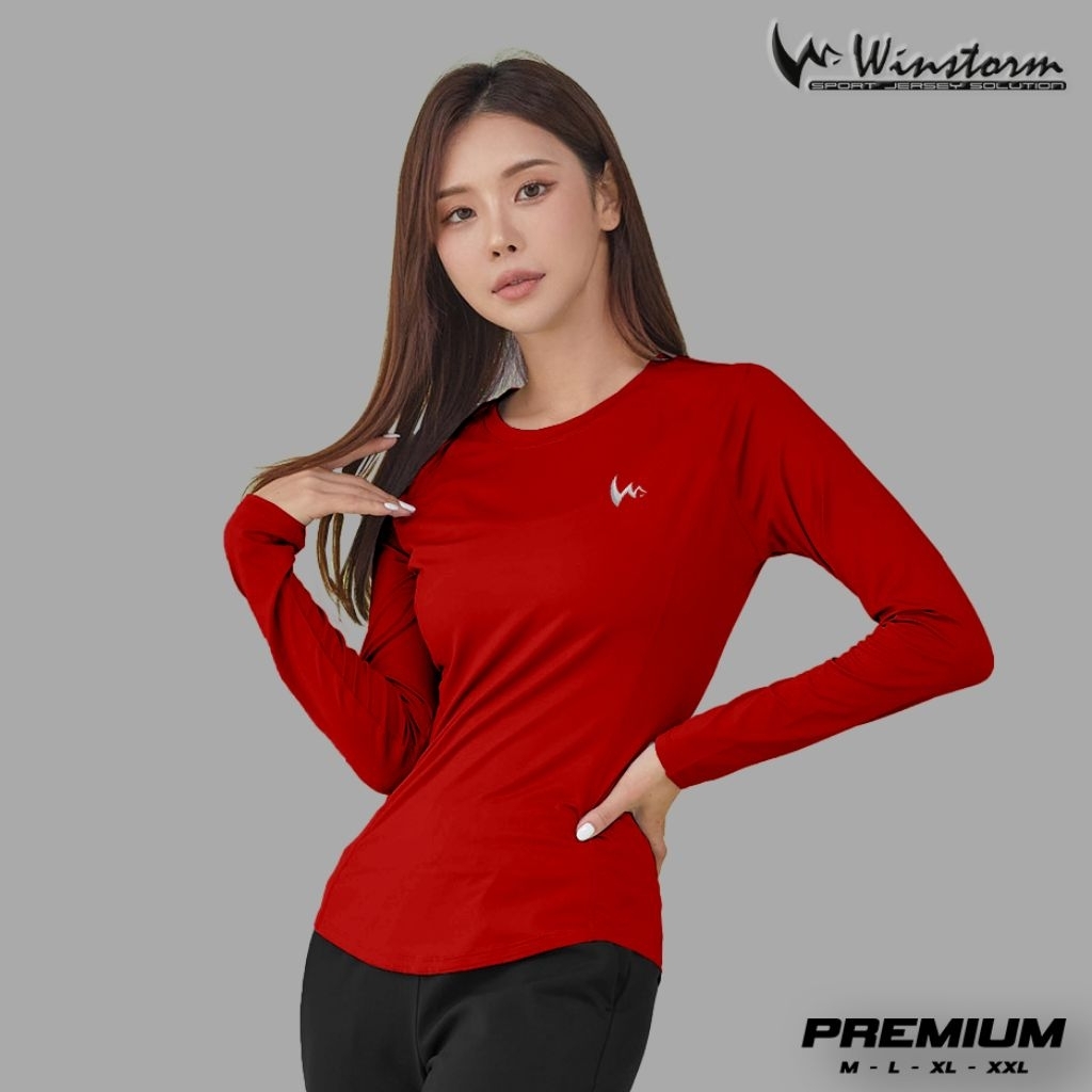 DISKON WINSTORM LENGAN PANJANG BAJU OLAHRAGA WANITA PREMIUM MUSLIM DEWASA KAOS BADMINTON CEWE