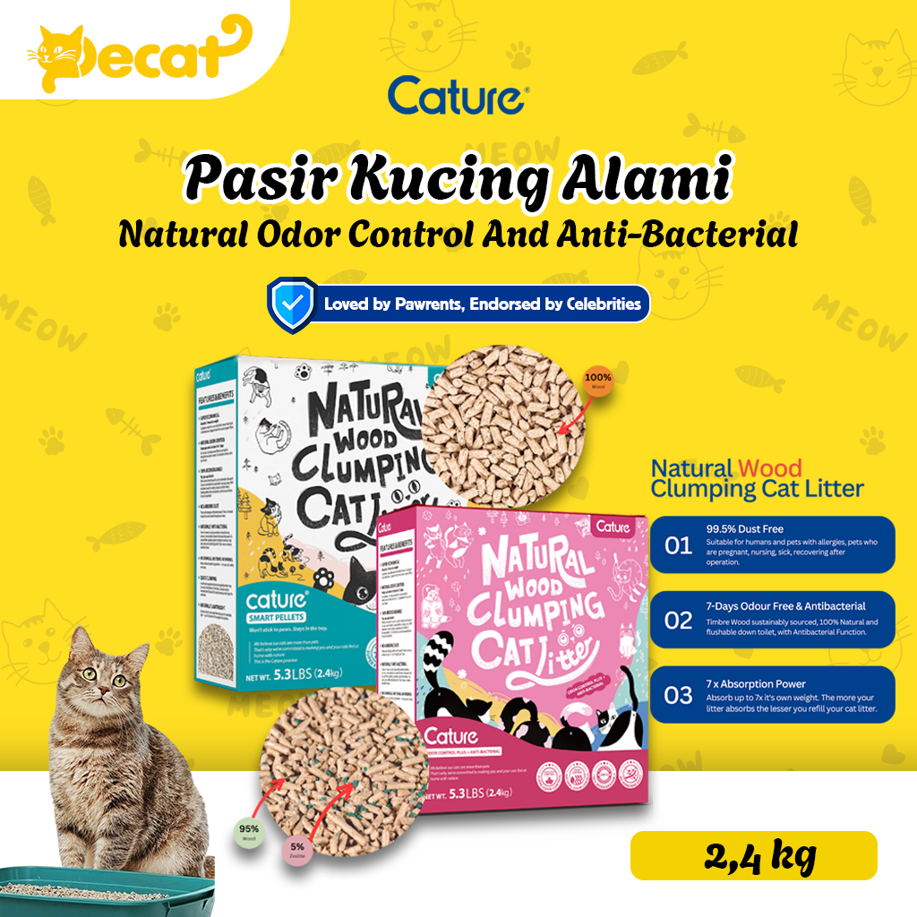 Cature Natural Wood Clumping Cat Litter Pasir Kucing