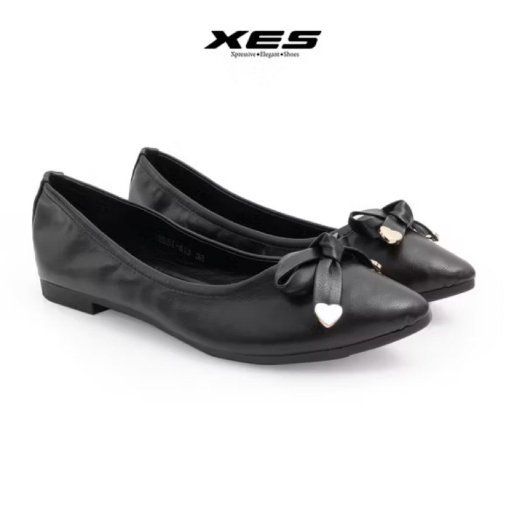 XES RUBI-613 Sepatu Wanita Flat Shoes Wanita Sepatu Kerja Wanita Sepatu Kerja Hitam