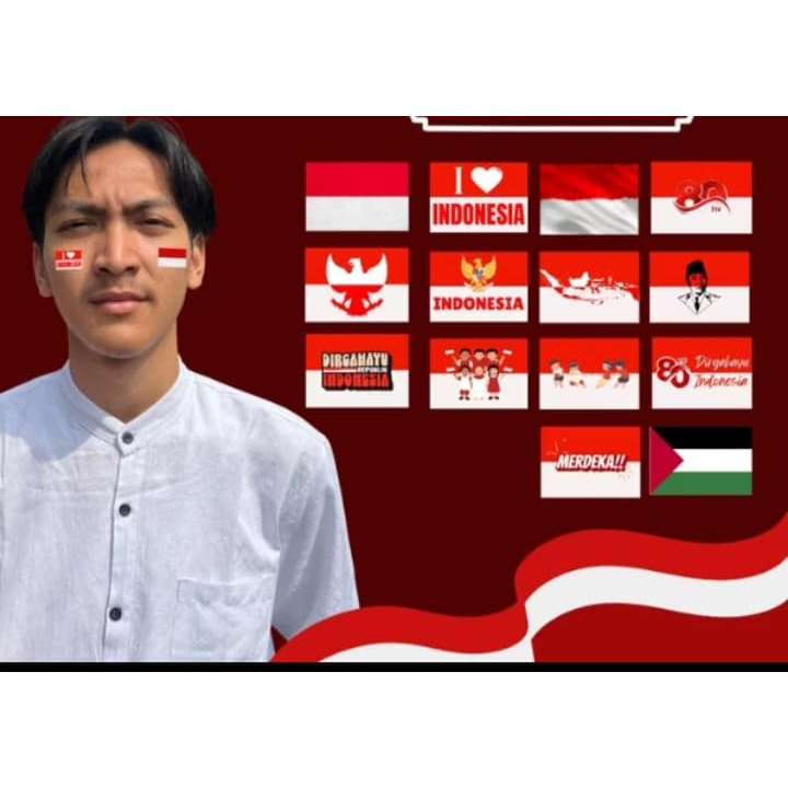 

Stiker Pipi Bendera Merah Putih 16 pcs Chromo l Kemerdekaan HUT Republik Indonesia 17 Agustus
