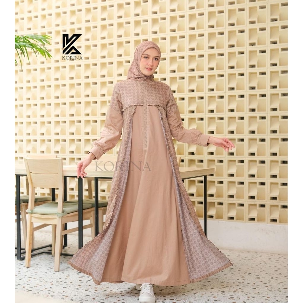 Gamis Zahwa Dress by Korina, gamis motif, gamis lebaran, gamis korina