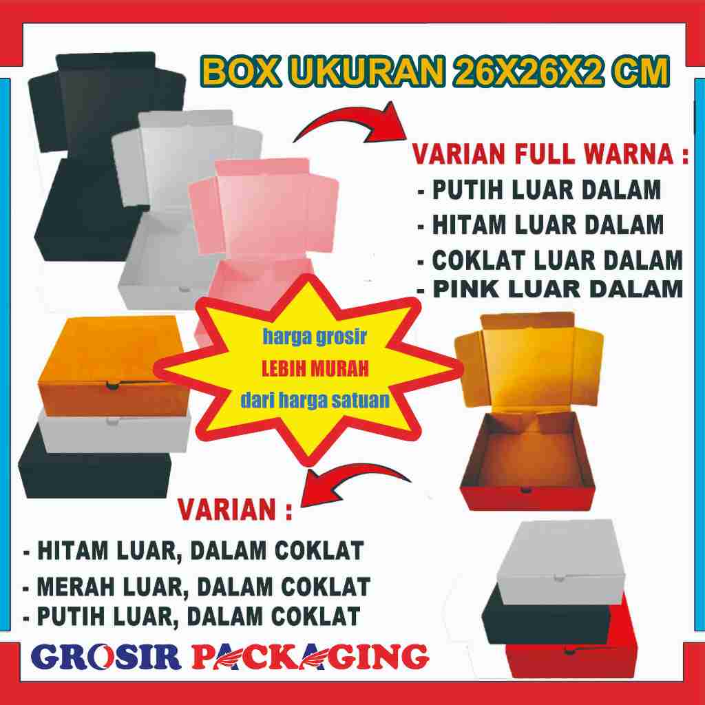 

Box 26x26x2 cm / Lipat Depan /Box Hampers / Kardus Polos