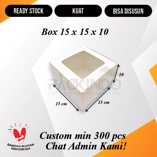 

(10 pcs) 15 x 15 x 10 Dus tempat kue korea mini chiffon cookies ivory jendela mika