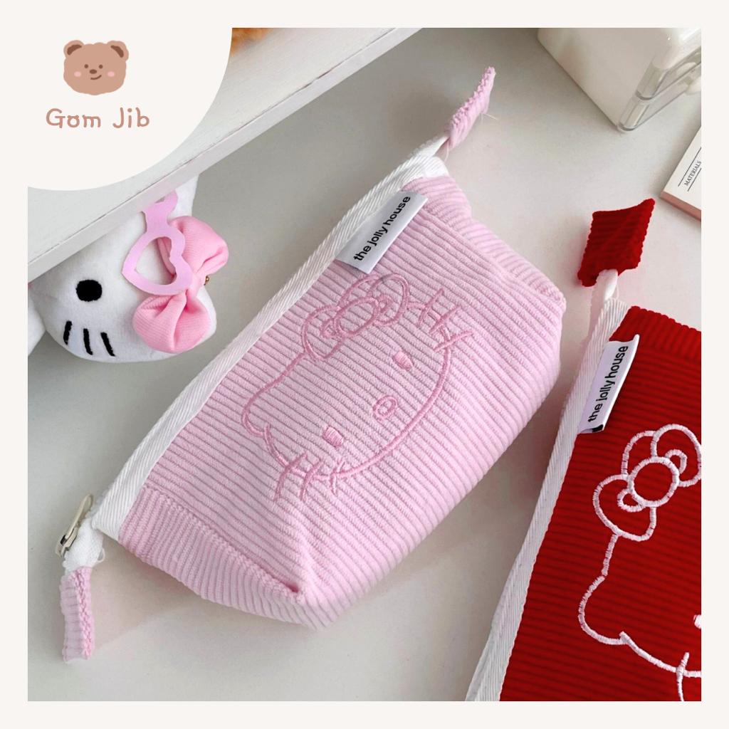 

Hello Kitty Pencil Case / Tempat Pensil Lucu / Kotak Pensil Pink Merah / Tempat Kosmetik Makeup GOM JIB
