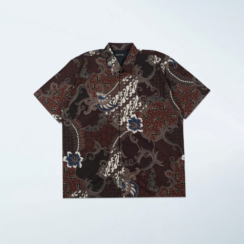 LUSSO - KEMEJA BATIK PENDEK pria ukuran jumbo 4XL 5XL 6XL 7XL 8XL Kemeja Batik Premium