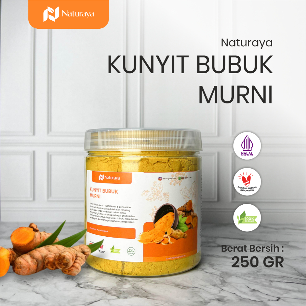 

Kunyit Bubuk Murni 250GR Rempah Herbal Alami | Aman untuk Lambung & Imunitas 100% Organik | PIRT & Halal