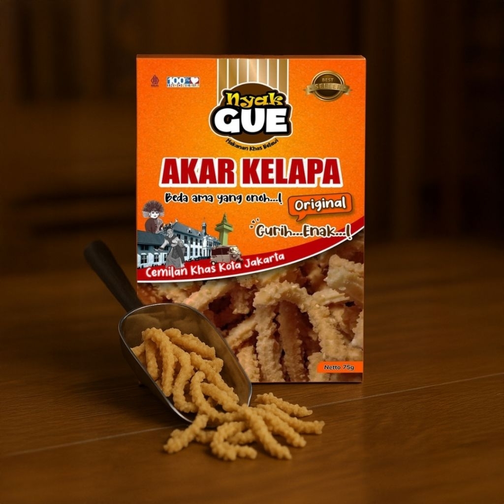 

Akar Kelapa Khas Betawi Halal PIRT Manis Gurih Wijen Oleh Oleh Jakarta Nyak Gue Asli Betawi 75g
