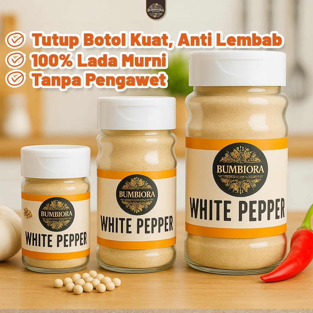 

Bumbiora - Lada Putih Bubuk 100% Asli | White Pepper Halus Premium - 90gr / 50gr / 30gr