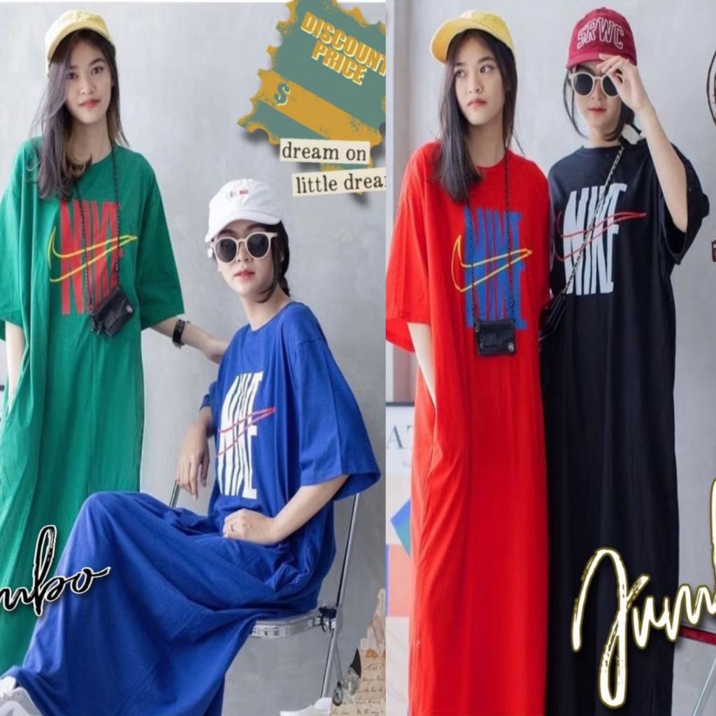 Long Dress Jumbo Wanita NIKEN KEN KEN Baju Long Dress Wanita