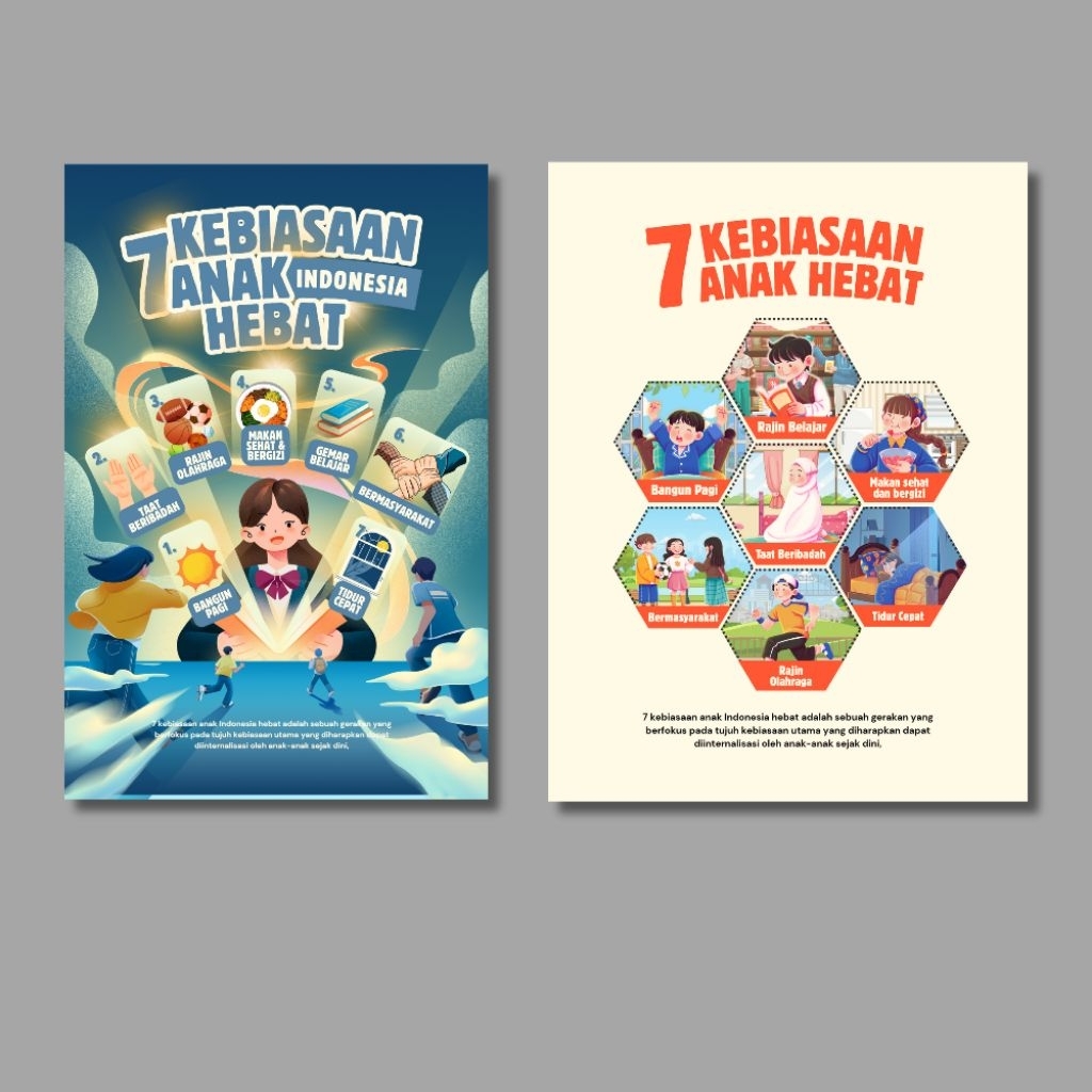 Cetak 7 kebiasaan anak Indonesia hebat 60x80 cm