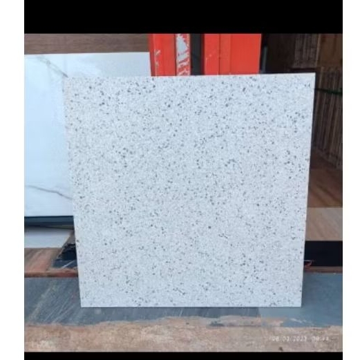 Granit Lantai,teras 60x60 motif Terrazo white matte kw Ekonomi