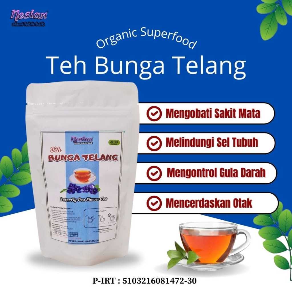 

PRIMAFARM TEH BUNGA TELANG | TEH HERBAL | CLITORIA TERNATEA TEA | 20 KANTONG TEH