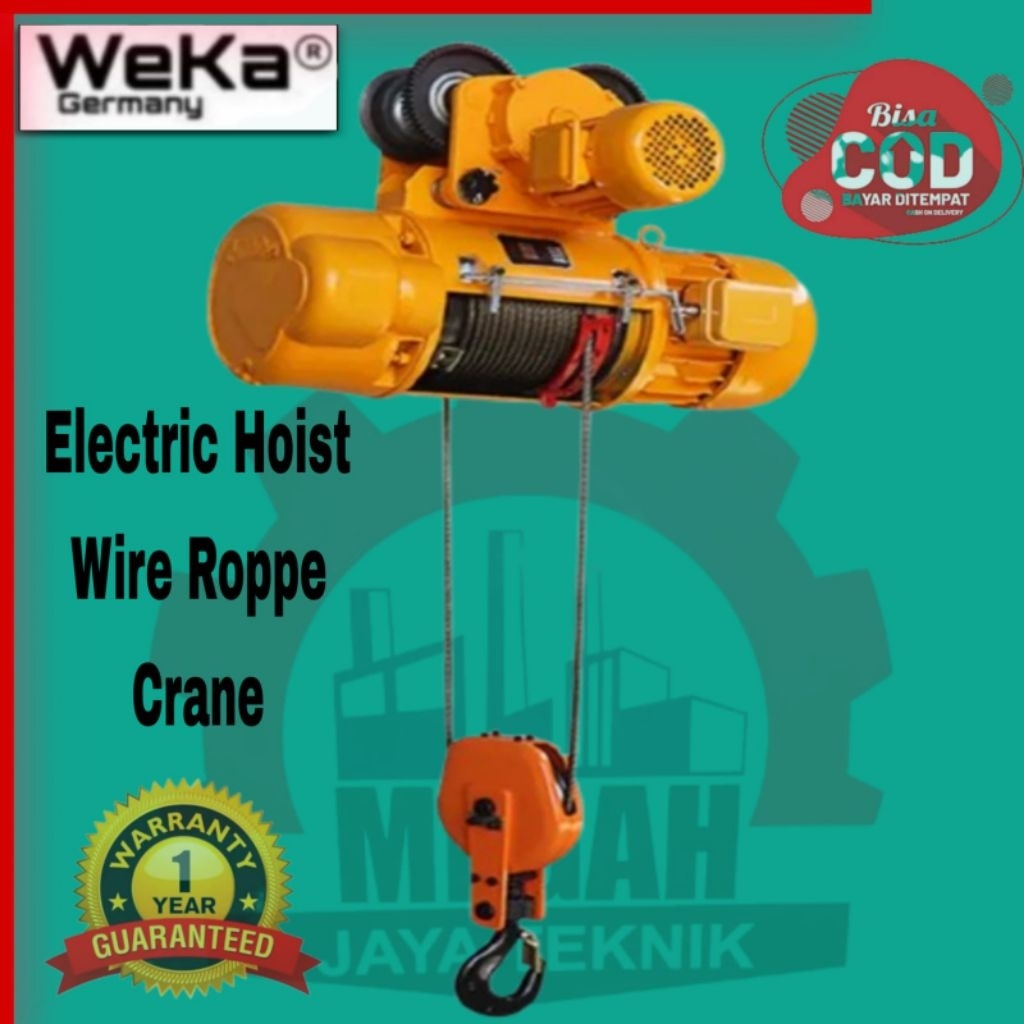 Crane electric hoist wire roppe 2 ton x 12 meter single girder 3 phase 380v Weka germany