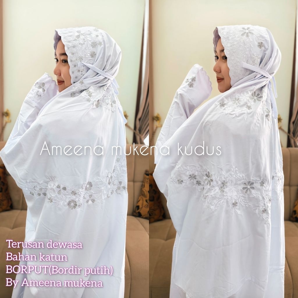 MUKENA BORDIR PUTIH (BORPUT)TERUSAN DEWASA
