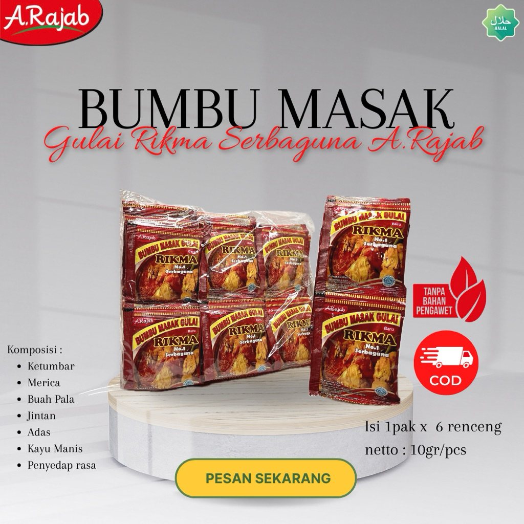 

BUMBU MASAK GULAI SERBAGUNA RIKMA 10gr (1PAK)