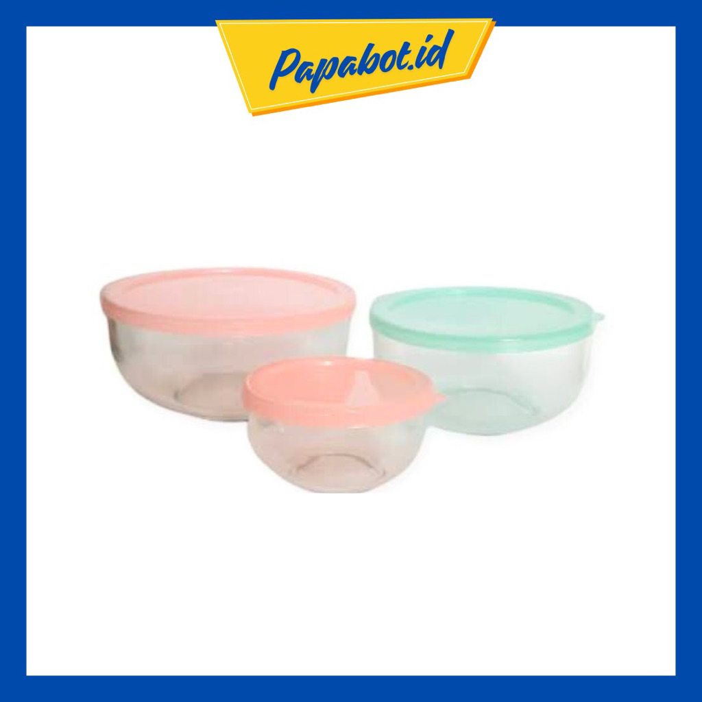 Mangkok kaca tutup plastik bulat mpasi 300 ml