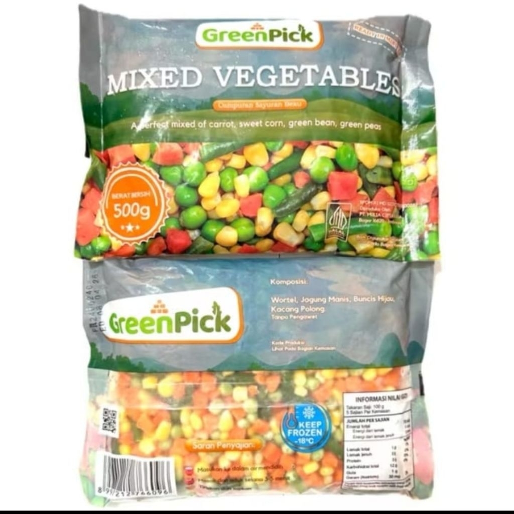 

Greenpick Mixed Vegetables 4 Ways Wortel Jagung Buncis Kacang Polong 500g